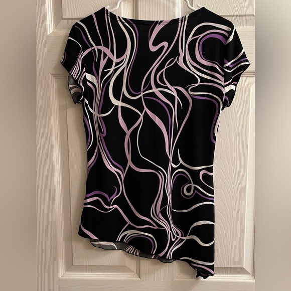 SUSAN LAWRENCE~STYLISH BLACK AND PURPLE~WOMEN’S TOP~LG - Picture 10 of 11